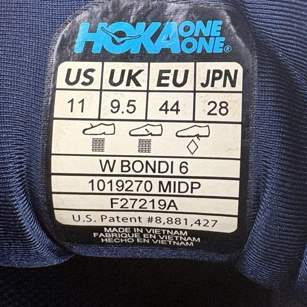 Hoka One One Bondi 6 W Running Shoes Womens 11 Navy Cantaloupe Sneakers
